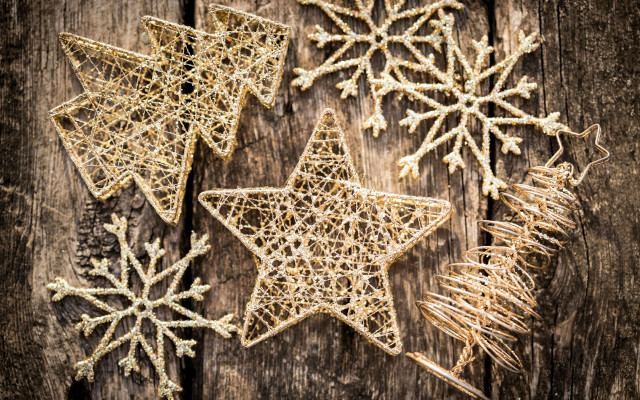 Christmas ornaments wooden surface snowflakes free wallpaper - medium preview image