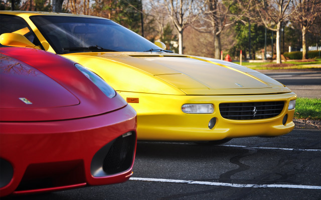 Two cars parking lot trees free wallpaper - medium preview image