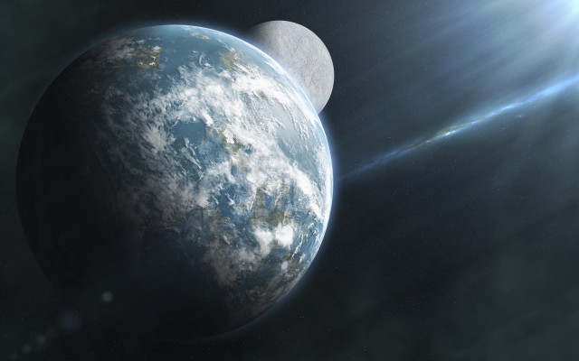 Planet aurora moon starship space free wallpaper - medium preview image