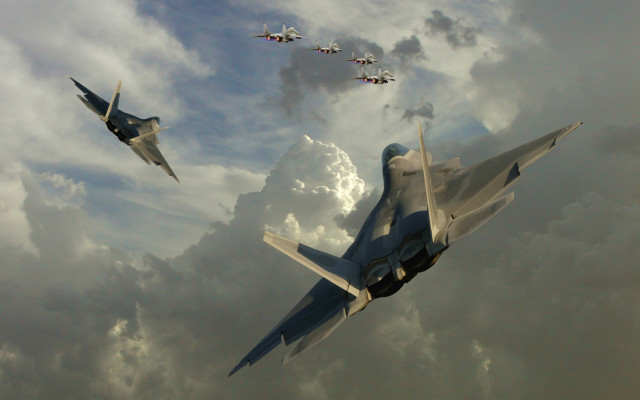 Fighter jets cloudy sky matte free wallpaper - medium preview image