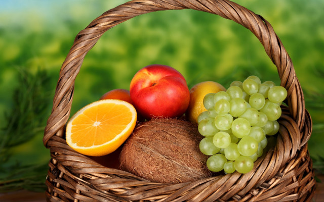 Basket fruit orange apple kiwi free wallpaper - medium preview image