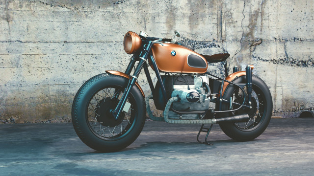 Motorcycle wall cement floor 3d free wallpaper - medium preview image