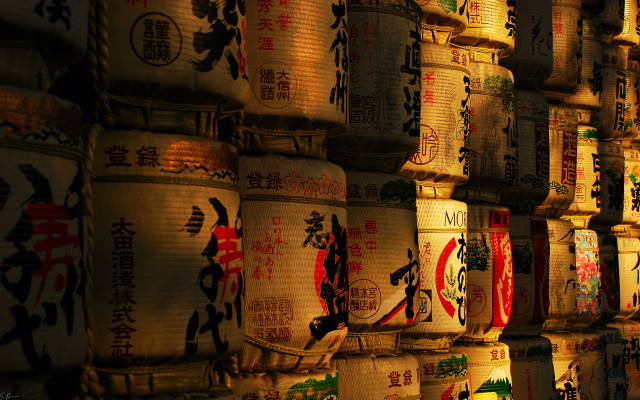 Asian lanterns lit wall art free wallpaper - medium preview image