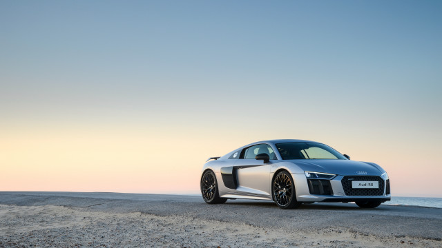 Silver car beach sunset ocean free wallpaper - medium preview image