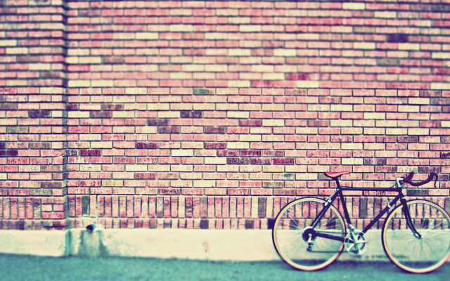 Bike parked brick wall street free wallpaper - medium preview image