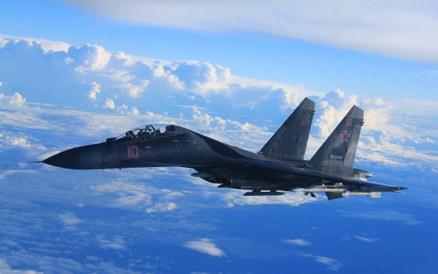 Fighter jet clouds water sky free wallpaper - medium preview image