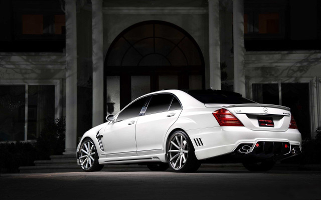 White car night building lights #2 free wallpaper - medium preview image