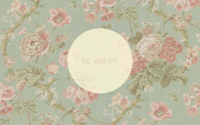 Floral wallpaper be happy pattern free wallpaper - medium preview image