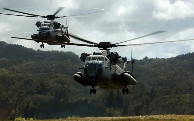 Military helicopters forest clouds action free wallpaper - medium preview image