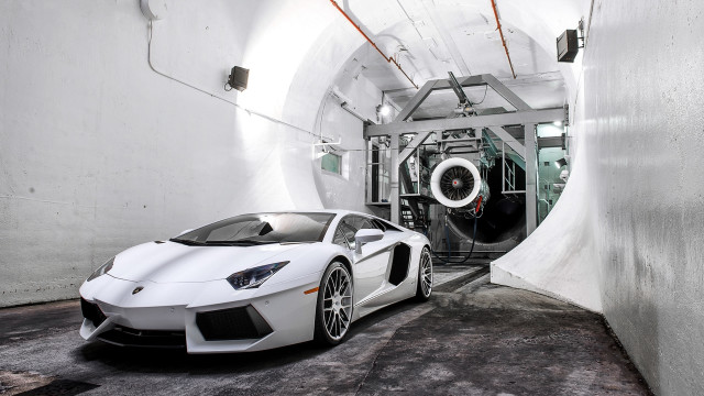 White sports car tunnel machine free wallpaper - medium preview image