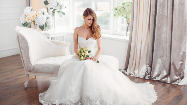 Wedding dress flowers window brown free wallpaper - medium preview image