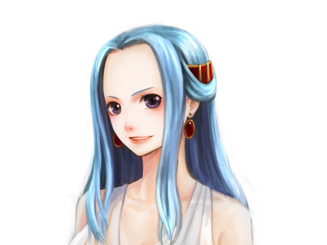 Woman blue hair big earrings free wallpaper - medium preview image