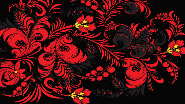 Red black floral yellow bug free wallpaper - medium preview image