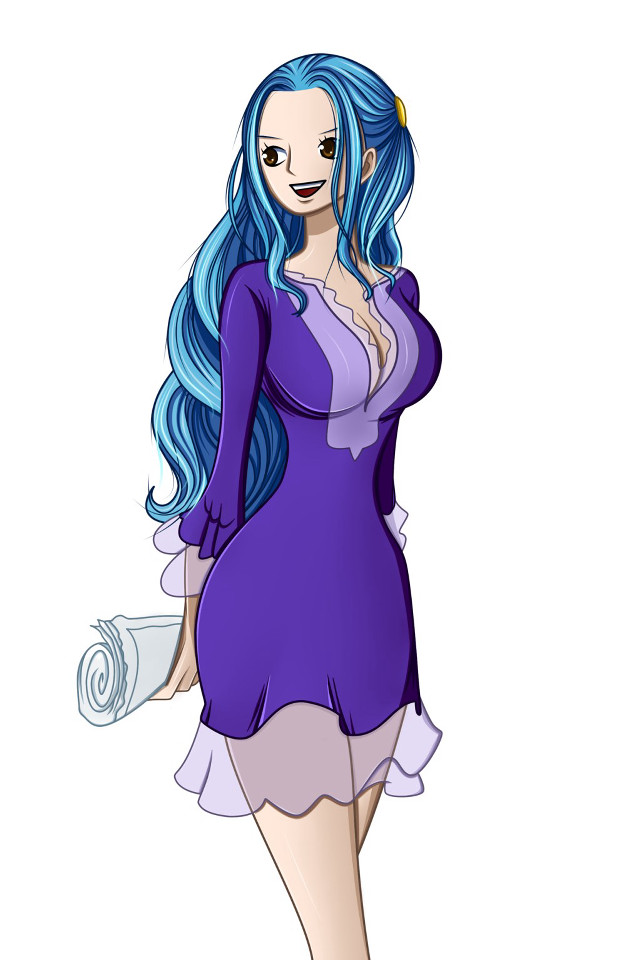 Cartoon blue hair purple dress free wallpaper - medium preview image