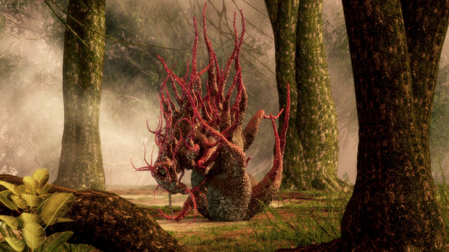 Weird creature forest fog fantasy free wallpaper - medium preview image