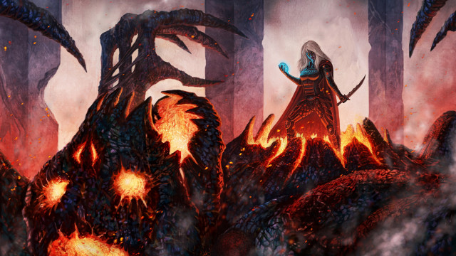 Woman forest flames lava demon free wallpaper - medium preview image