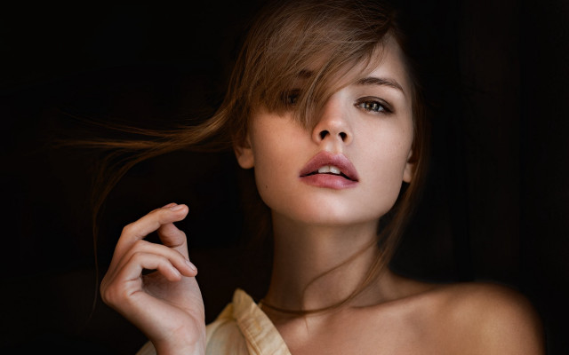 Woman blowing hair fashion portrait free wallpaper - medium preview image