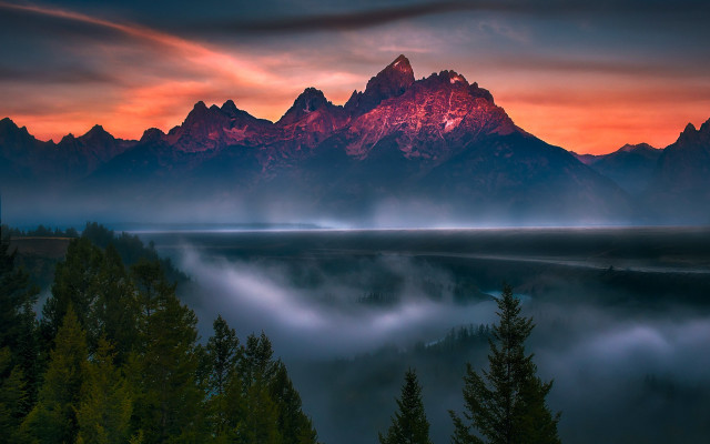 Mountain range red sky clouds #6 free wallpaper - medium preview image