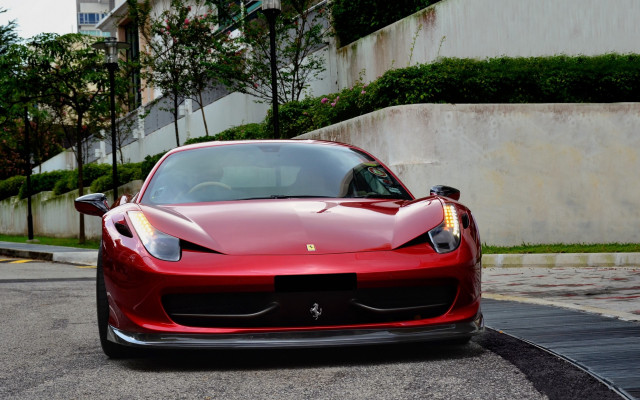 Red sports car street building #6 free wallpaper - medium preview image