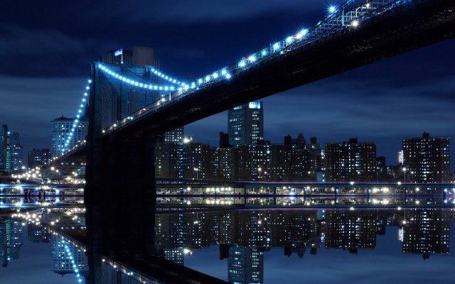 Night city bridge lights water #2 free wallpaper - medium preview image