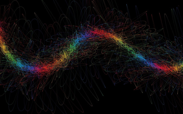 Colorful lines raytraced triadic glowing free wallpaper - medium preview image