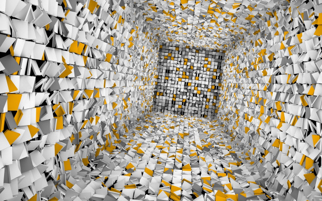 Large abstract cubes door illusion free wallpaper - medium preview image