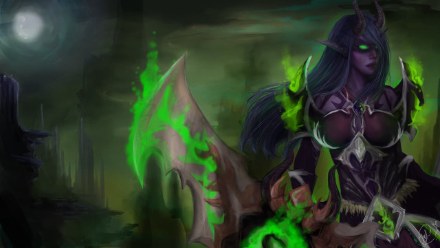 Green hair green light woman free wallpaper - medium preview image