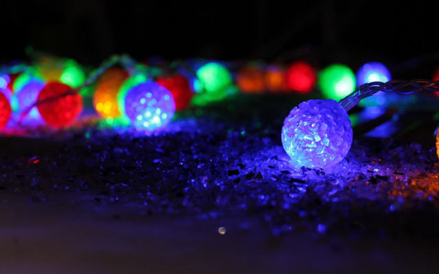 Glowing lights chain macro colorful free wallpaper - medium preview image