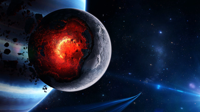 Red black space planet stars free wallpaper - medium preview image