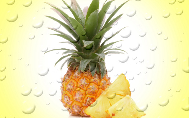 Pineapple sliced yellow waterdrops pattern free wallpaper - medium preview image