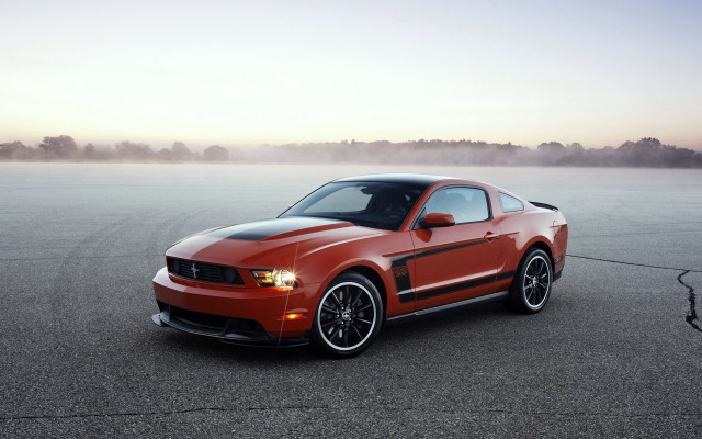 Red mustang parking lot fog free wallpaper - medium preview image