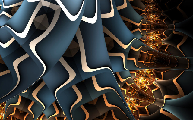 Blue gold abstract spiral fractals free wallpaper - medium preview image