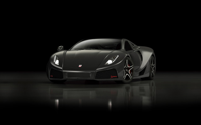 Black sports car reflection dark free wallpaper - medium preview image