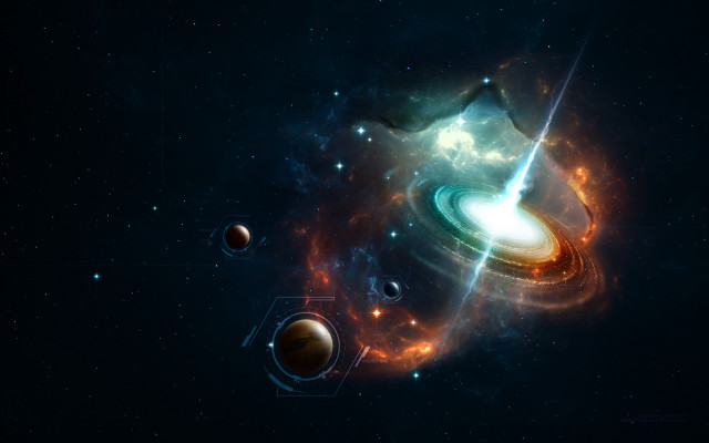 Space star blackhole aurora city free wallpaper - medium preview image