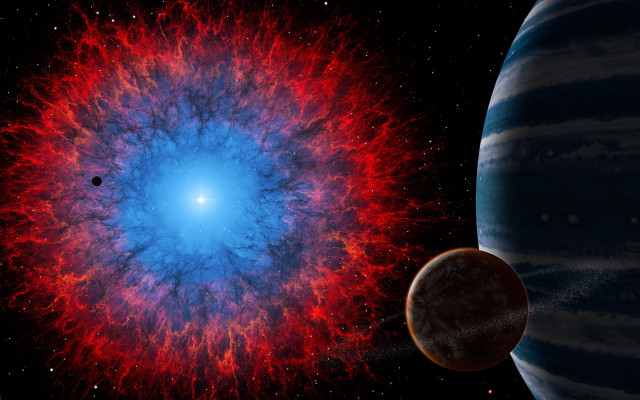 Space astronaut fireworks moon stars #2 free wallpaper - medium preview image