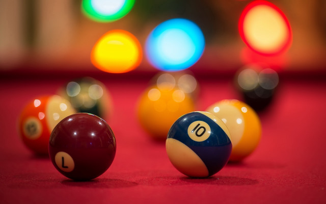 Pool table neon balls bokeh free wallpaper - medium preview image