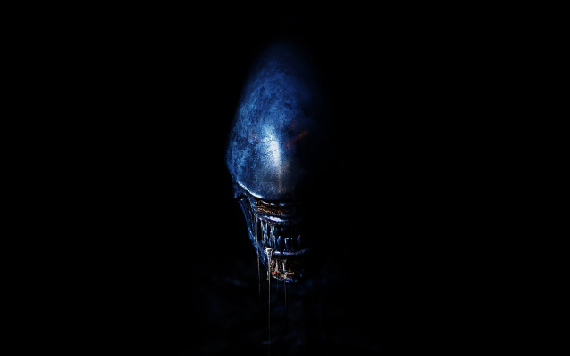 Blue alien head dark light free wallpaper - medium preview image