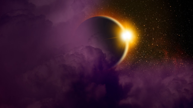 Eclipse clouds stars moon city free wallpaper - medium preview image