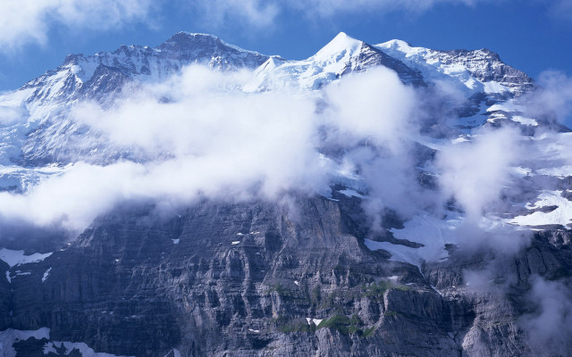 Mountain clouds plane sunny day free wallpaper - medium preview image