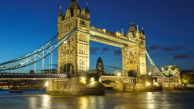 Tall bridge tower lights boat free wallpaper - medium preview image