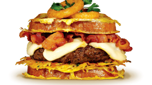 Hamburger bacon cheese onion fried free wallpaper - medium preview image