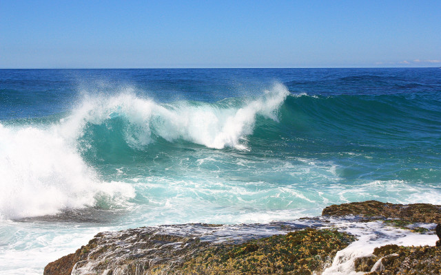 Wave rocky shore ocean sky free wallpaper - medium preview image