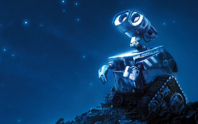 Robot mountain sky stars blue free wallpaper - medium preview image