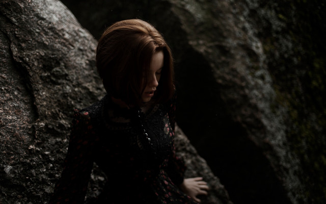 Gothic forest rockwoman shallowdepth tiltshift free wallpaper - medium preview image