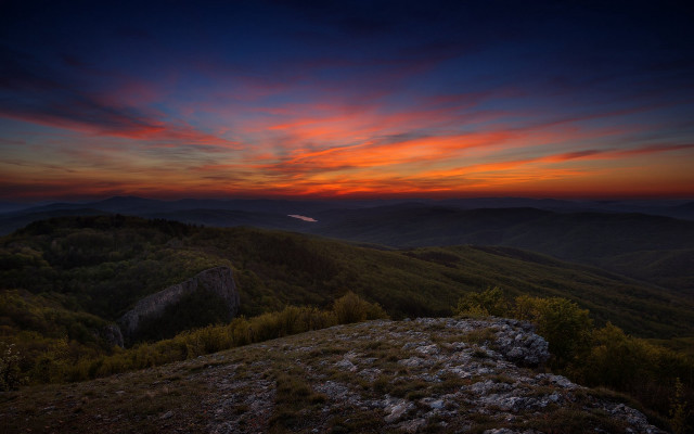 Sunset mountain lake red sky free wallpaper - medium preview image