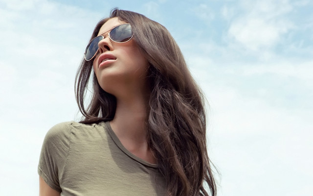 Woman sunglasses sky day makeup free wallpaper - medium preview image