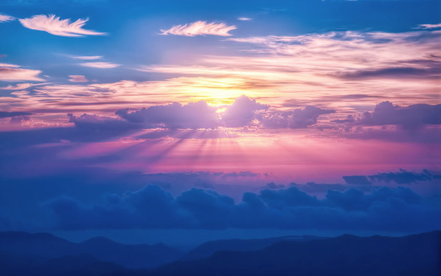 Sunset clouds bright sun plane free wallpaper - medium preview image