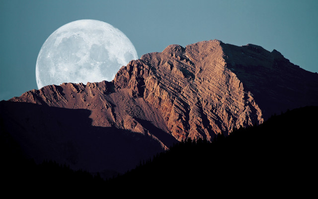 Full moon mountain range california free wallpaper - medium preview image