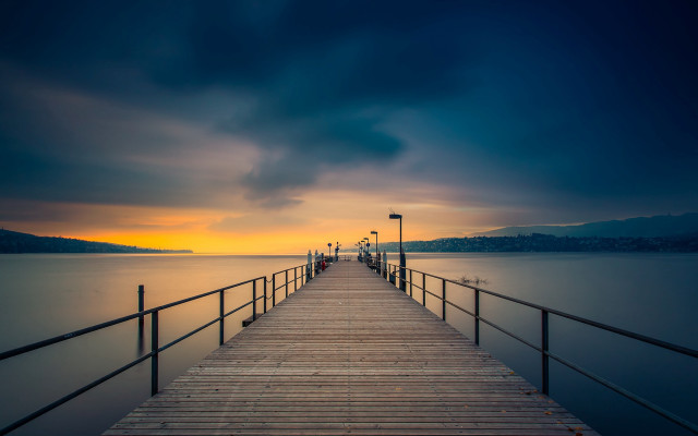 Pier light pole sunset cloudy free wallpaper - medium preview image