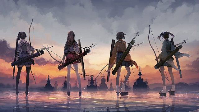 Group people water bow arrows free wallpaper - medium preview image
